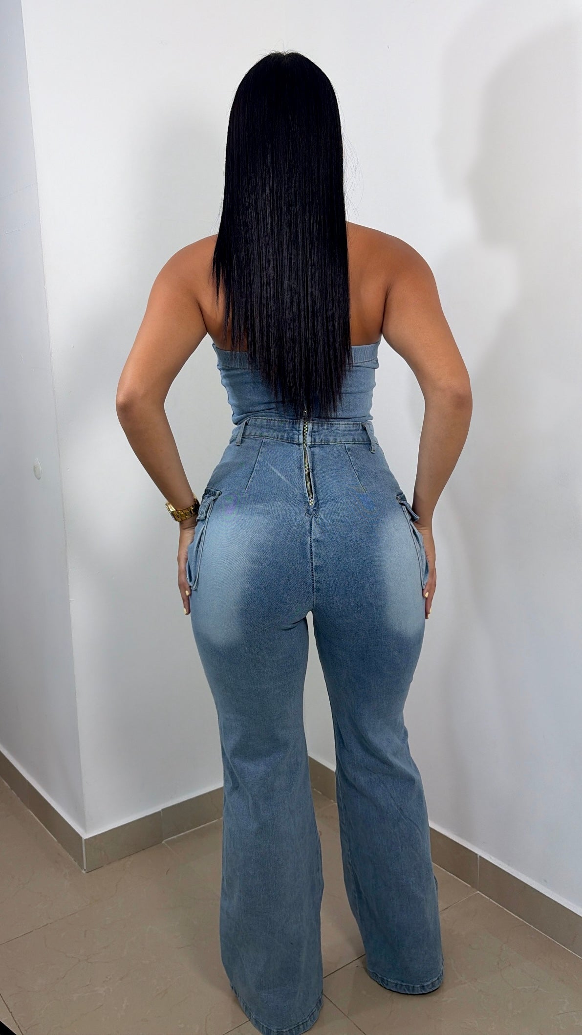 Denim strech jumpsuit