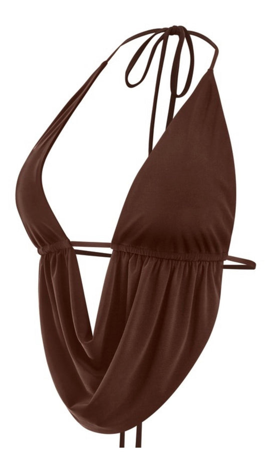 Halter sexy brown top
