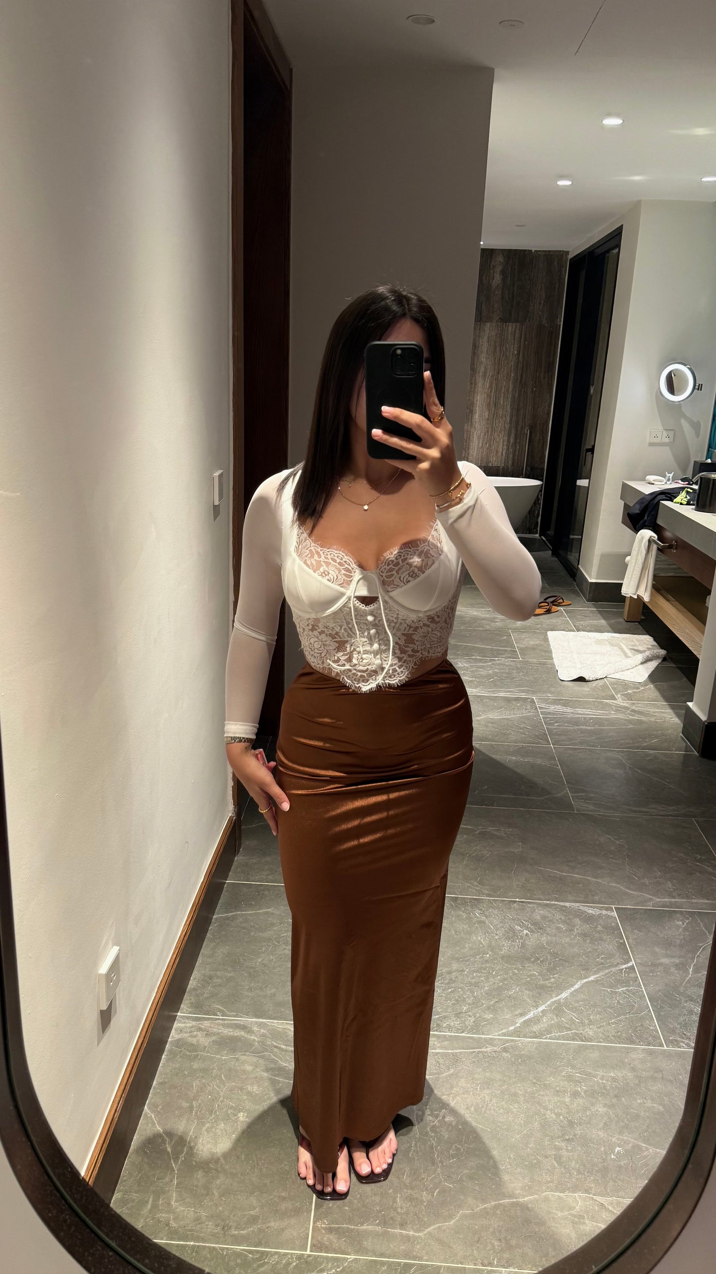 White lace longsleeve top