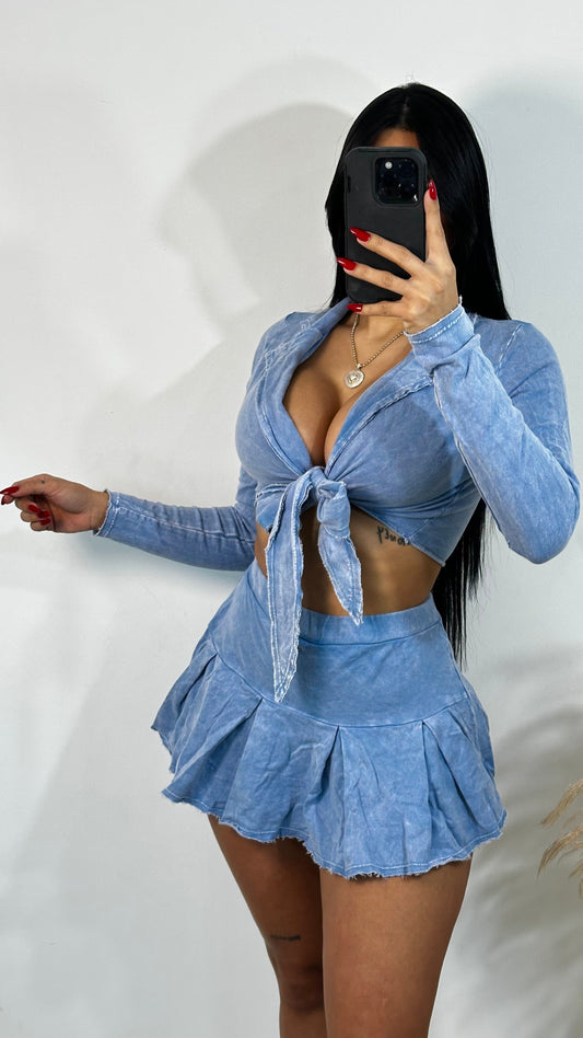 Denim skirt set