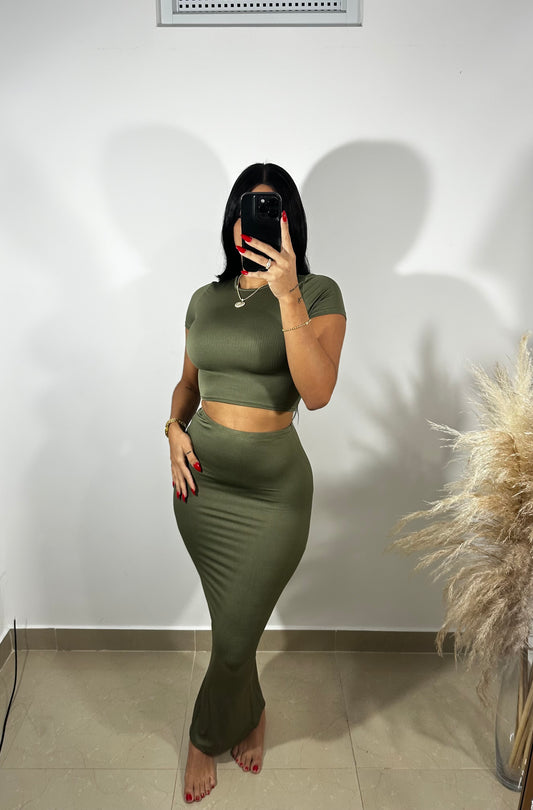 Olive skirt set