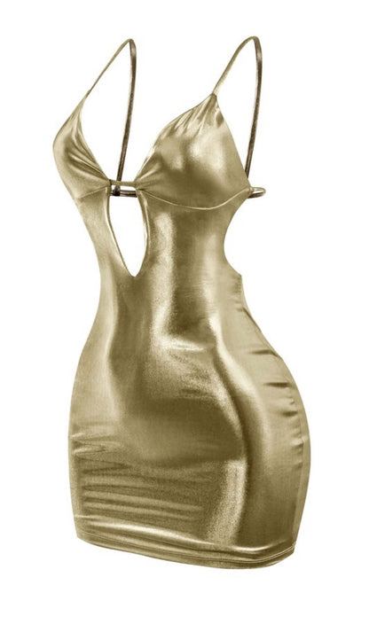 Gold leather dress