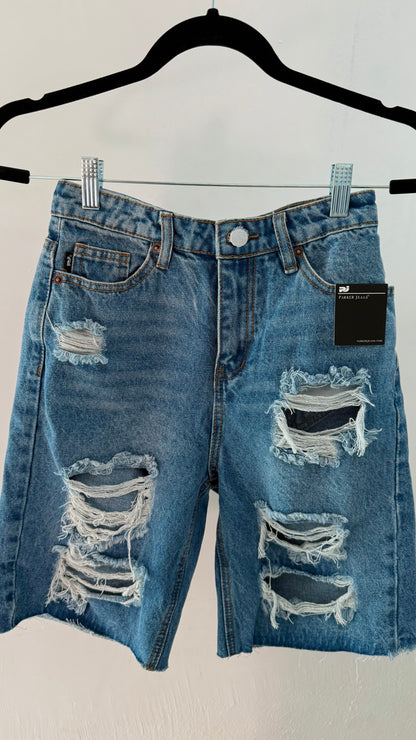 Blue denim jorts