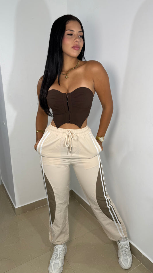 Beige & Brown jogger