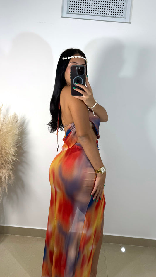 Sexy mesh maxi dress