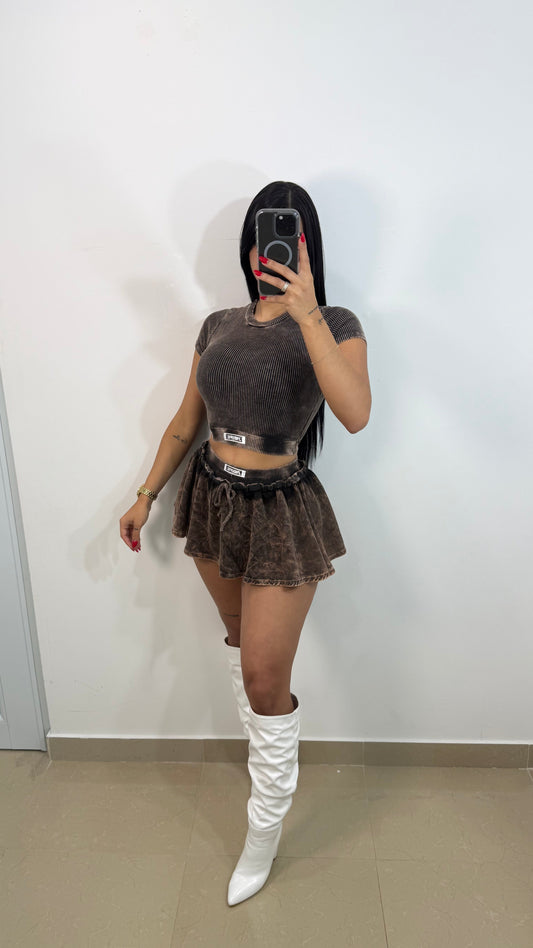 Black Wash skirt set