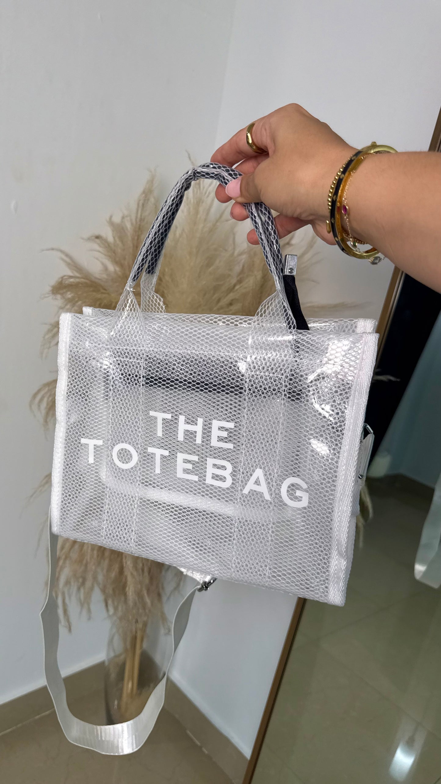 White mini tote bag