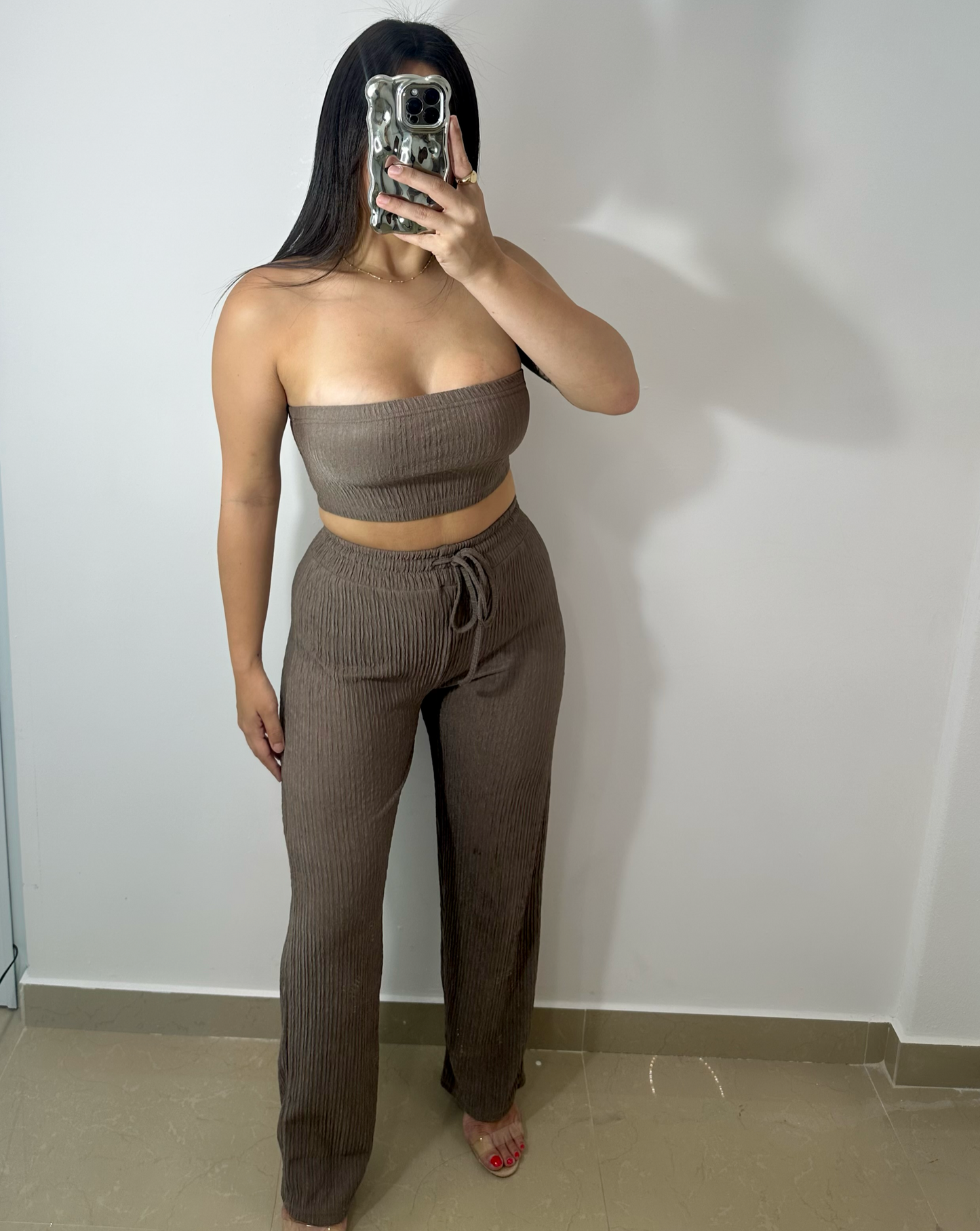 Textured khaki set