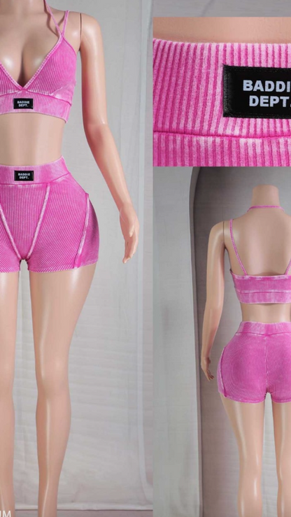 Pink short set