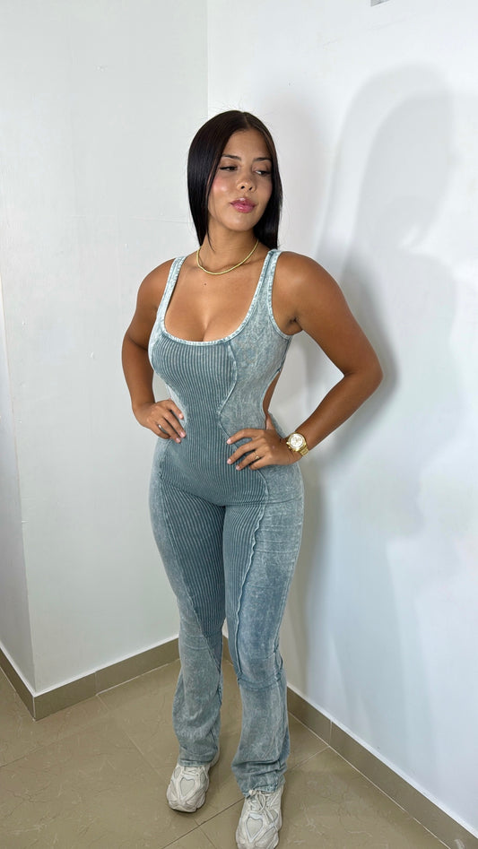 Mineral wash grey jumpsuit