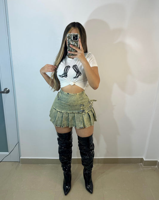 Cow boots crop top